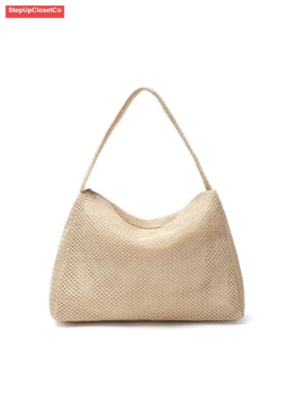 Straw Weave Small Hobo Handbag Top Handle Zipper Shoulder Bag